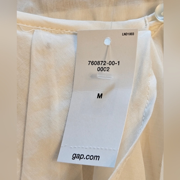 GAP White Semi Sheer Short Sleeve Button Down Ruffle Front Blouse M NWT - Picture 10 of 13